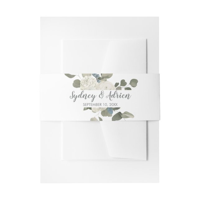 Winter Floral Wedding Invitation Belly Band (Front Example)