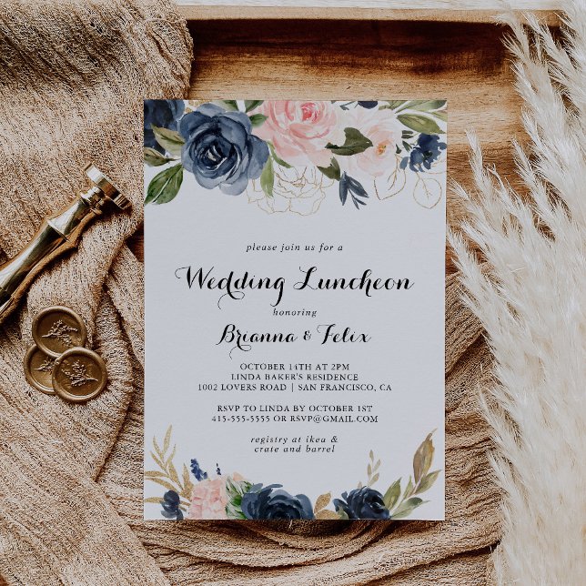 Winter Floral Wedding Luncheon Bridal Shower Invitation (Creator Uploaded)