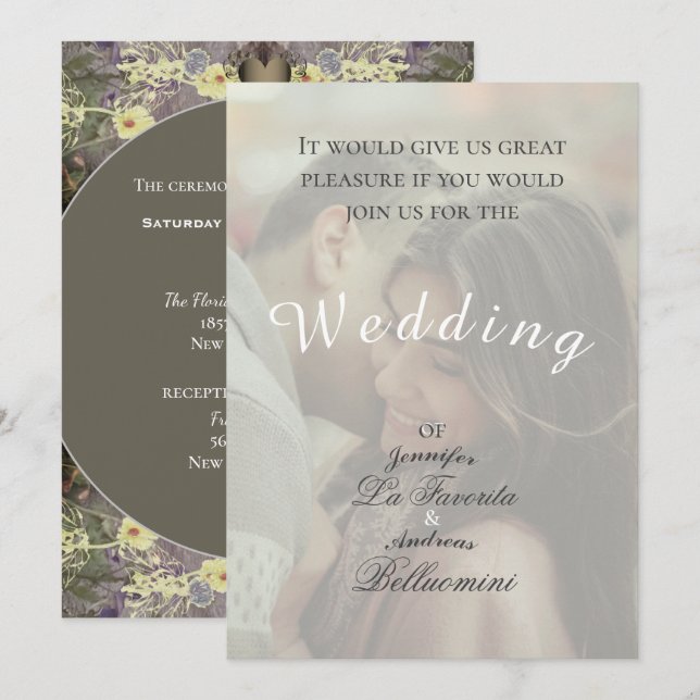 Winter Floral Wedding & Photo Invite (Front/Back)