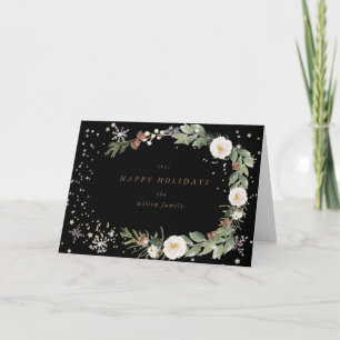 winter floral wreath holiday greeting card