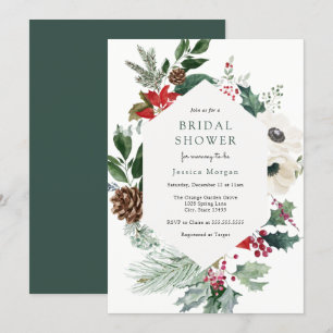 Winter Florals and Greenery Bridal Shower Invitation