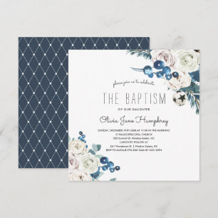 Winter Florals Baptism Invitation