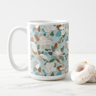 Winter Florals Blue Grey Coffee Mug