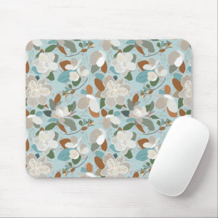 Winter Florals Blue Grey Mouse Mat