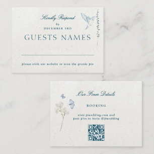 Winter Florals Classic Wedding QR CODE RSVP Card