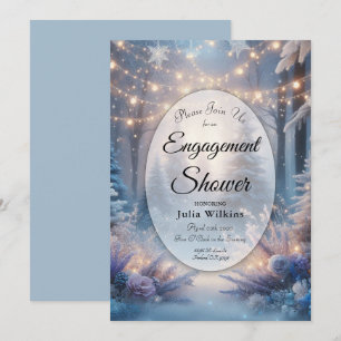 Winter Florals in Frosted Pines Engagement Shower Invitation