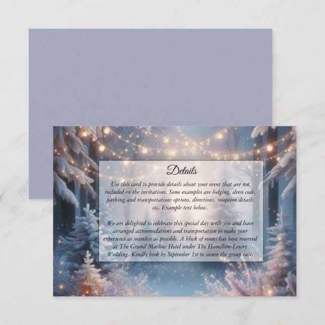 Winter Florals in Frosted Pines Wedding Enclosure Card (Front/Back)