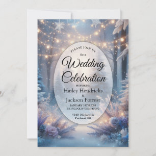 Winter Florals in Frosted Pines Wedding Invitation