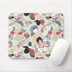 Winter Florals Neutrals Mouse Mat