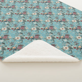 Winter Florals Sherpa Blanket