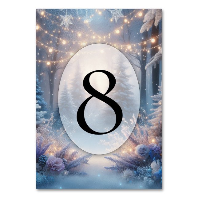 Winter Florals Table Number with Names  (Front)