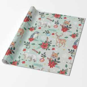 Winter Florest Animals Christmas Pattern Wrapping Paper