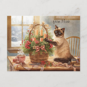 Winter Florist Cozy Cat Christmas Collection Holiday Postcard
