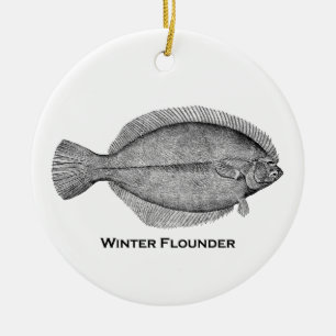 Winter Flounder Ceramic Tree Decoration