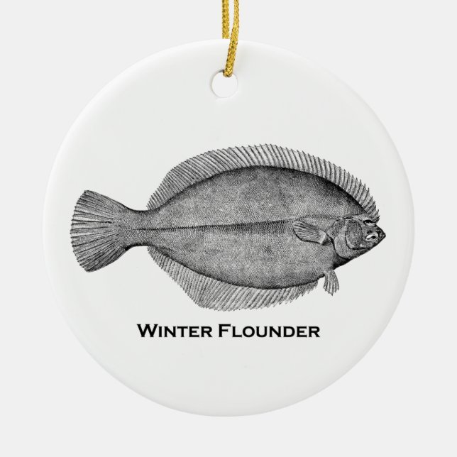Winter Flounder Ceramic Tree Decoration (Front)