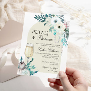 Winter Flower Arch Petals & Prosecco Bridal Shower Invitation