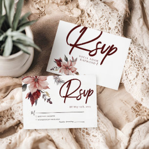 Winter Flower Water Colour Wedding RSVP Card