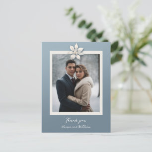 Winter flower wedding photo thank you postcard