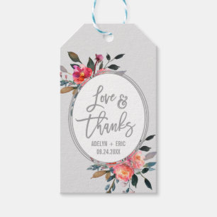 Winter Flower Wreath "Love & Thanks" Favour Tags