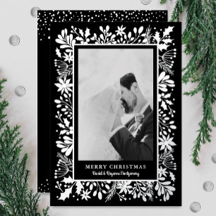 Winter Flowers Christmas Photo Foil Holiday Card