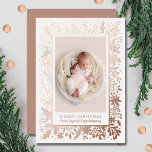 Winter Flowers Christmas Photo Foil Holiday Card<br><div class="desc">A beautiful border of winter flowers and greenery in real foil highlights your favorite photo on these holiday greeting cards. Merry Christmas and your names on the bottom in your choice of silver,  gold or rose gold real foil. Select High Definition for best photo quality.</div>