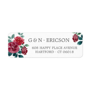 Winter Flowers Grey Monogram Return Address