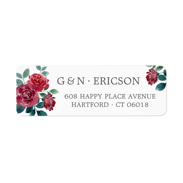 Winter Flowers Grey Monogram Return Address (Front)