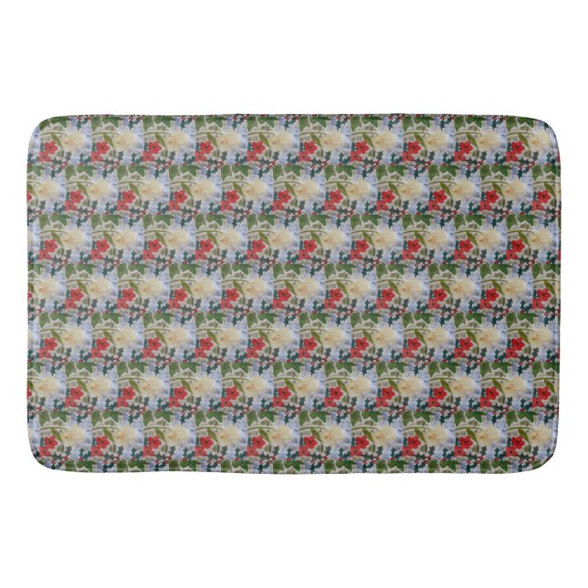 Winter Flowers & Holly Bath Mat (Front)