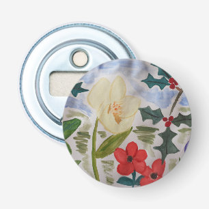 Winter Flowers & Holly Bottle Opener