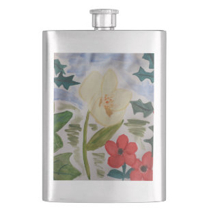 Winter Flowers & Holly Hip Flask