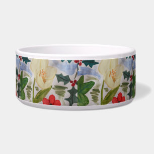 Winter Flowers & Holly Pet Bowl