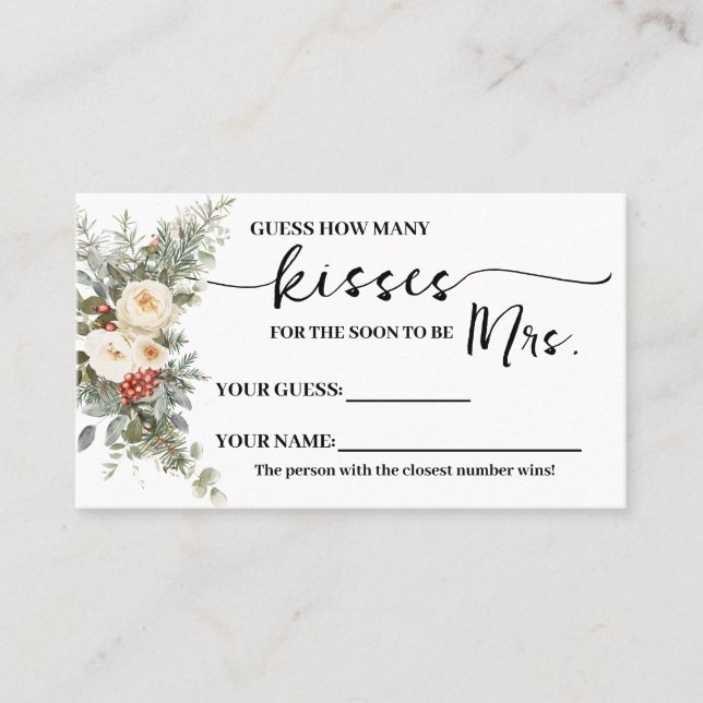 Winter Flowers How many Kisses for Mrs Game Card (Front)