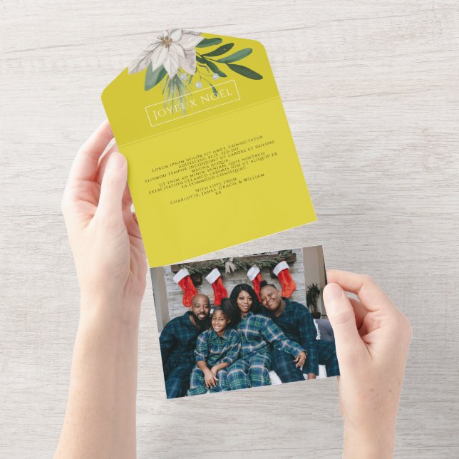 Winter Flowers Joyeux Noël Elegant Christmas Card (Tearaway)