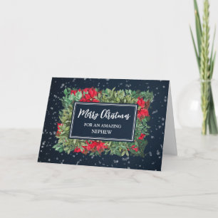 Winter Flowers Nephew Merry Christmas Card