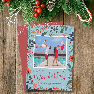 Winter Flowers Photo Christmas Holiday Card
