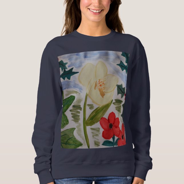 Winter Flowers & Roses Sweatshirt (Front)