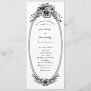 Winter Flowers Wedding Program Invitation