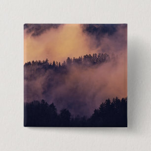 Winter fog in valley at sunset from Morton 15 Cm Square Badge