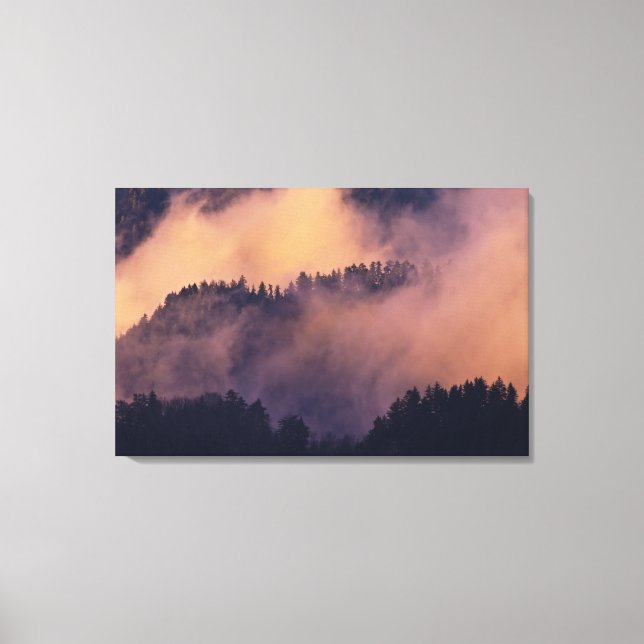 Winter fog in valley at sunset from Morton Canvas Print (Front)