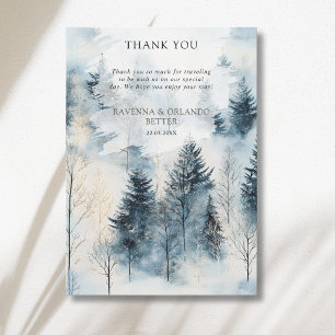 Winter Fog Snow Pine Tree Forest Thank You Card