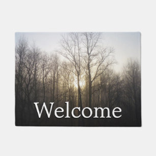 Winter Fog Sunrise Nature Photography Doormat