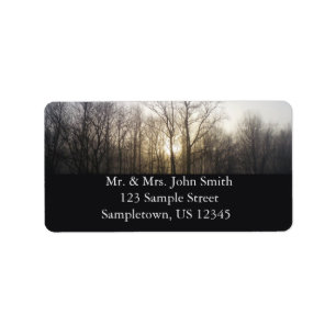 Winter Fog Sunrise Nature Photography Label