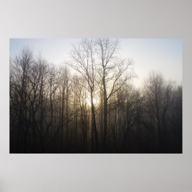 Winter Fog Sunrise Nature Photography Poster (Front)