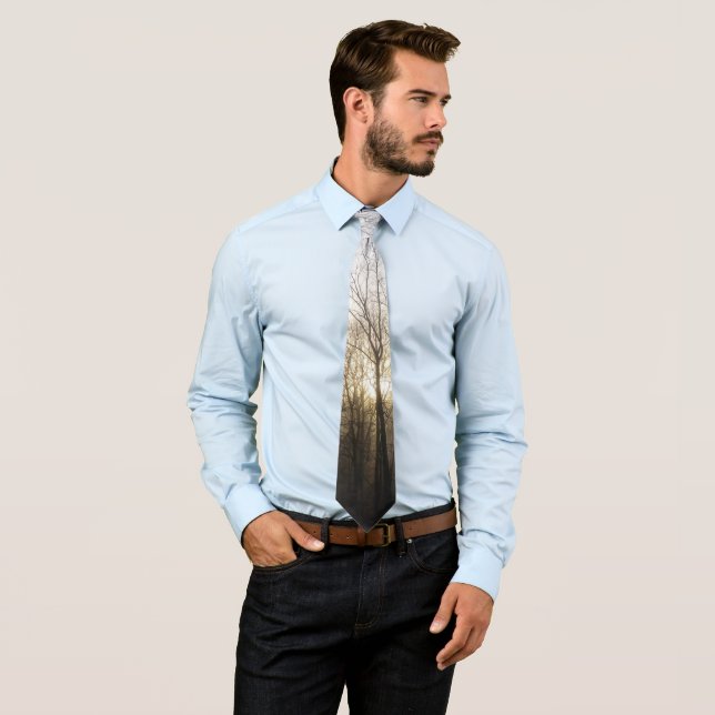 Winter Fog Sunrise Nature Photography Tie (In Situ)
