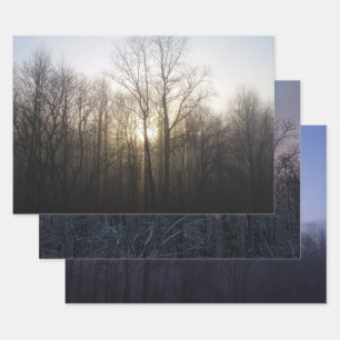 Winter Fog Sunrise Nature Photography Wrapping Paper Sheet