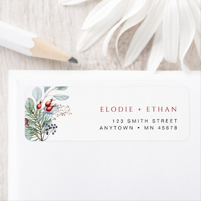 Winter Foliage Address Label Eucalyptus Christmas (Insitu)