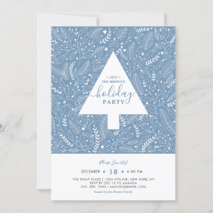 Winter Foliage   Blue Holiday Party Invitation