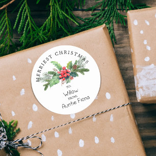 Winter Foliage Bouquet TO and FROM Classic Round Sticker