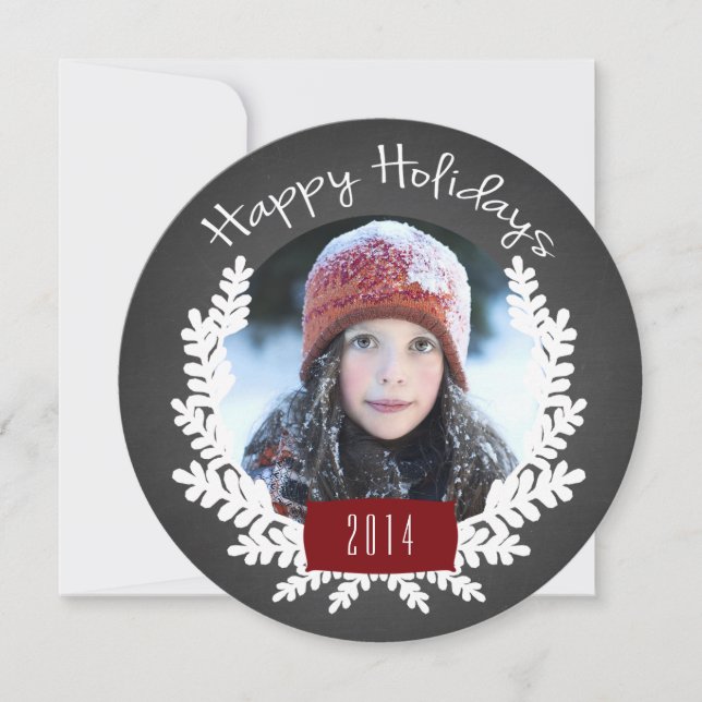 Winter Foliage Chalkboard | Holiday Photo Card (Front)