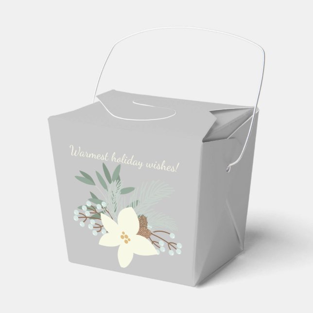Winter Foliage Chinese Takeout Favour Box (Front Side)